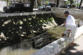 O trabalho começou pelo canal 3, que juntamente com os canais 2 e 4, são os mais sensíveis à poluição