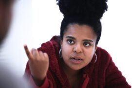 A vereadora Luana Alves, durante entrevista ao Diário do Litoral e à Gazeta