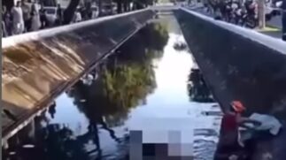Um idoso foi encontrado morto dentro do Canal 1, na Avenida Senador Pinheiro Machado, em Santos.