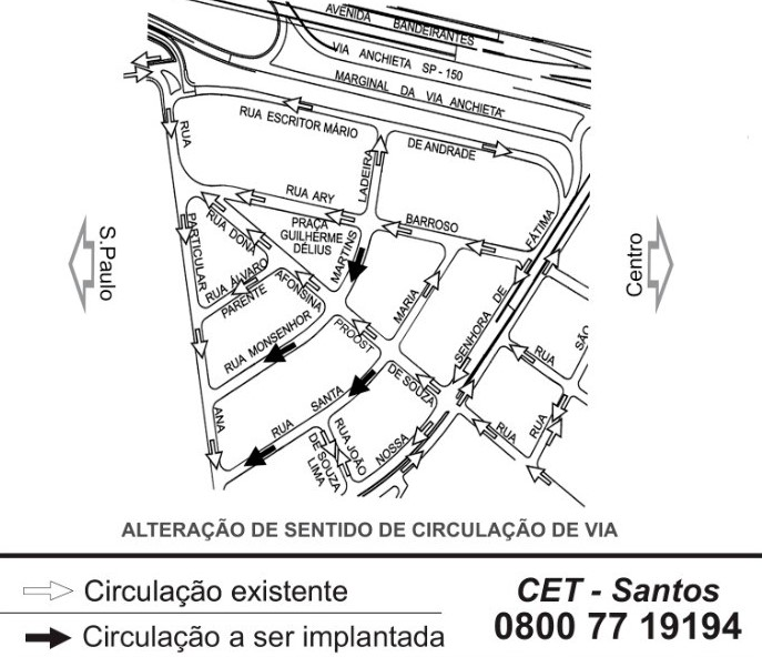 Vias na Zona Noroeste de Santos têm mudança de direção