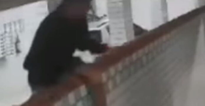 Um homem foi flagrado invadindo um prédio no bairro Campo Grande, em Santos, no último domingo (16).