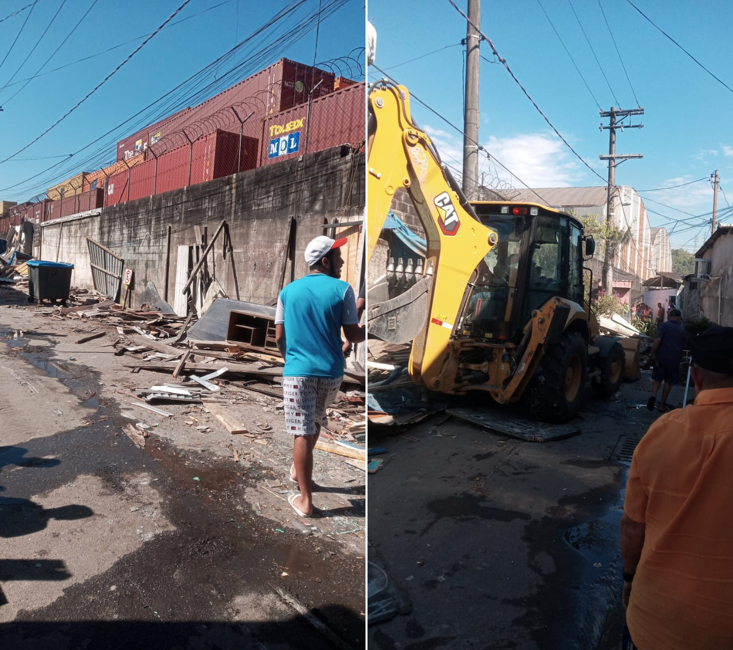 Duas casas e pequenos comércios foram demolidos. Moradores afirmam que Polícia não apresentou mandados ao entrarem nas casas