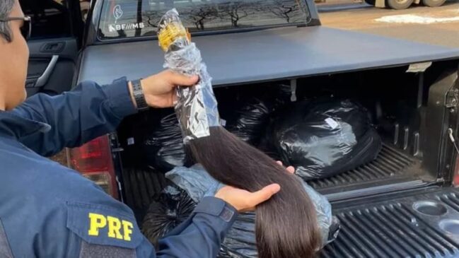 Uma carga de cabelo humano que seria contrabandeada foi apreendida com uma mulher pela PRF (Polícia Rodoviária Federal) em Rio Brilhante (MS), a 161 km de Campo Grande