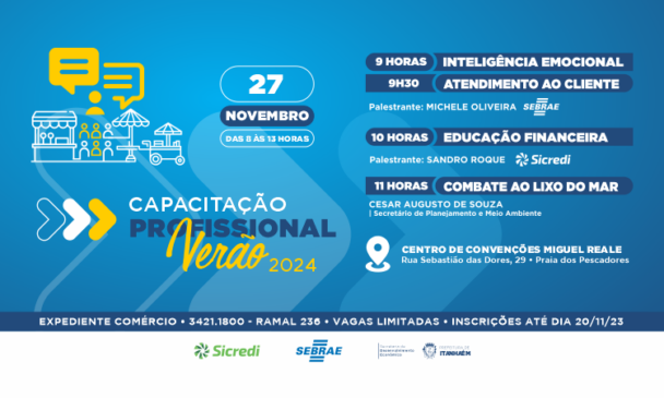 Evento acontece das 8 às 13 horas, no Centro de Convenções Miguel Reale, localizado na Praia dos Pescadores