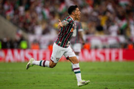 Germán Cano celebra gol contra o Boca