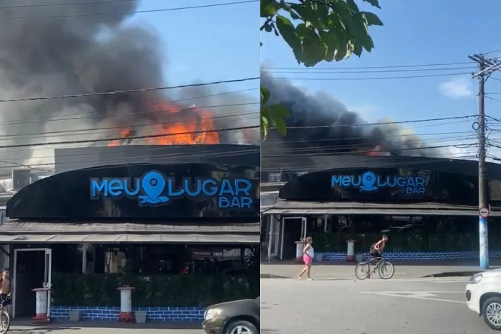 Meu Lugar Bar pegou fogo na tarde desta quarta-feira (15) em Santos