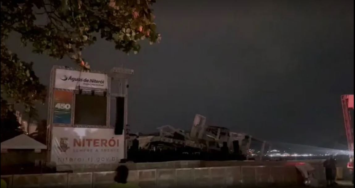 Não havia pessoas no local quando a estrutura cedeu, de acordo com a prefeitura. A apresentação integra a comemoração dos 450 anos de Niterói