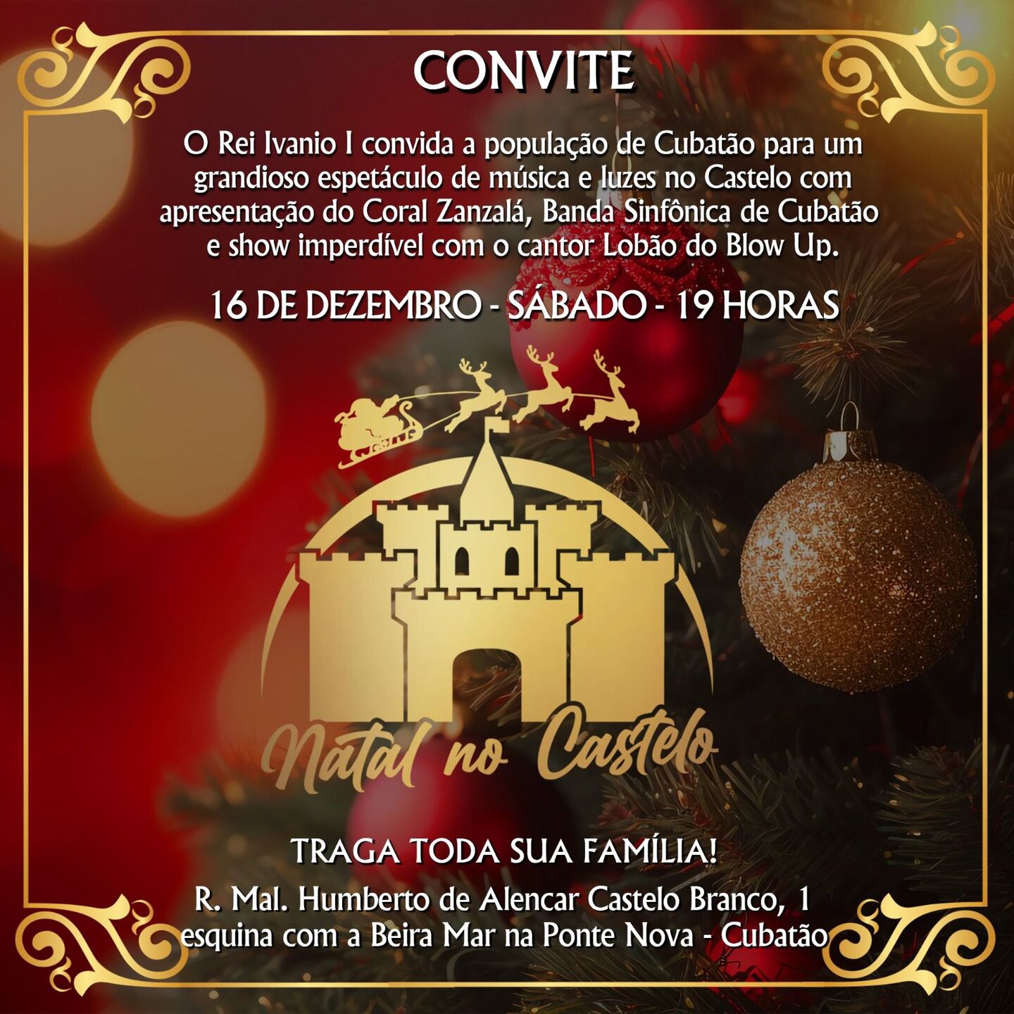 Convite para festa de Natal no Casqueiro do Casqueiro