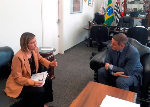 Delegada Graciela durante encontro com Guilherme Derrite