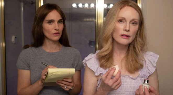 As vencedoras do Oscar, Natalie Portman e Julianne Moore, em cena do filme 'Segredos de Um Escândalo'