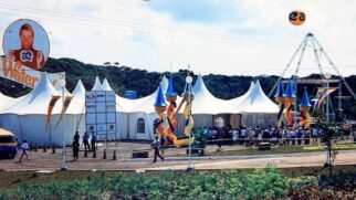 Tendas foram montadas no local onde o Xuxa Water Park seria construído, em Itanhaém