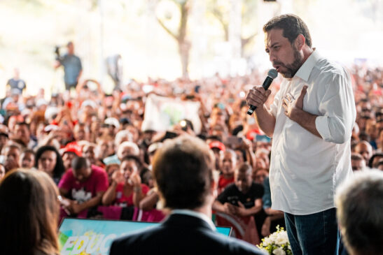 Guilherme Boulos, durante ato neste sábado