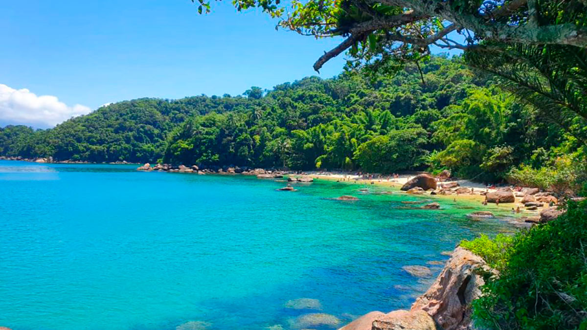 No caso da Ilha das Couves, o que chama atenção é o tom verde esmeralda da água da Praia Menor