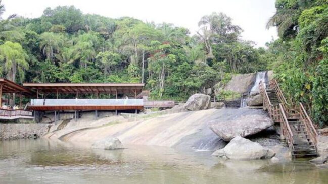 A praia também é cercada pela vegetação típica da Mata Atlântica