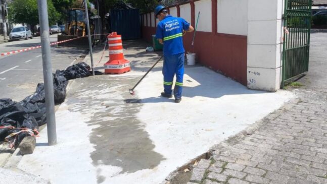 Os trabalhos de concretagem atendem esta semana ao trecho entre as vias Bernardino de Campos e São Paulo