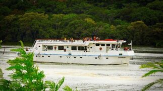 As embarcações, que podem acomodar até 600 pessoas, oferecem uma experiência única ao navegar