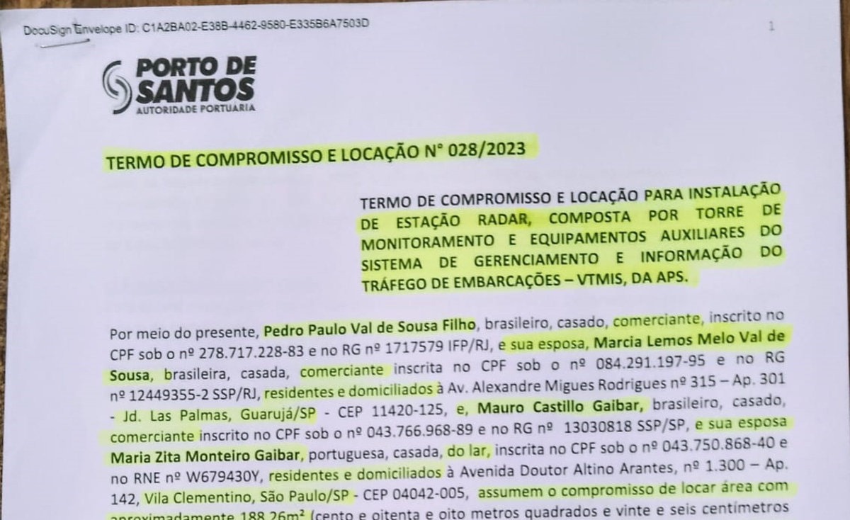 Contrato foi firmado em 6 novembro de 2023 / Foto: Reprodução