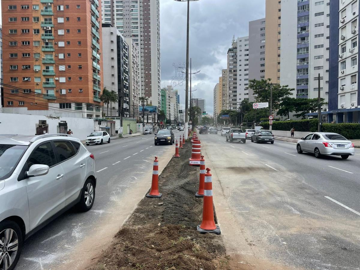 Região das obras entre Santos e São Vicente