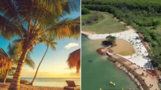 Praia artificial fica dentro do parque Porto das Águas