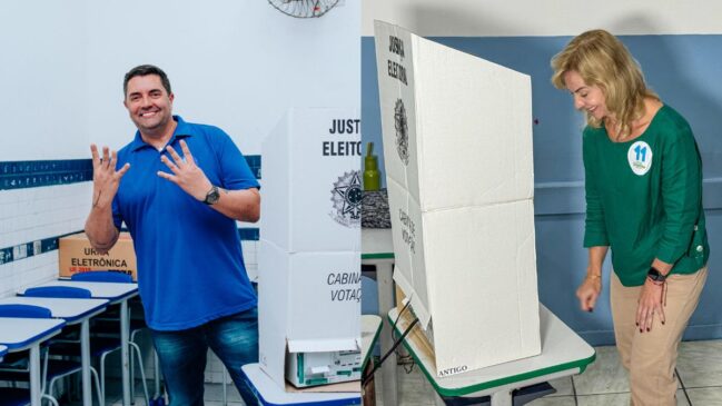 Rodrigo Casa Branca votou às 10h30 e Cristina Wiazowski votou logo depois, aproximadamente às 11h.