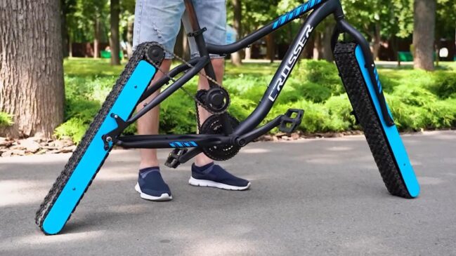 Engenheiro viraliza com bike que usa esteiras no lugar de rodas e funciona!