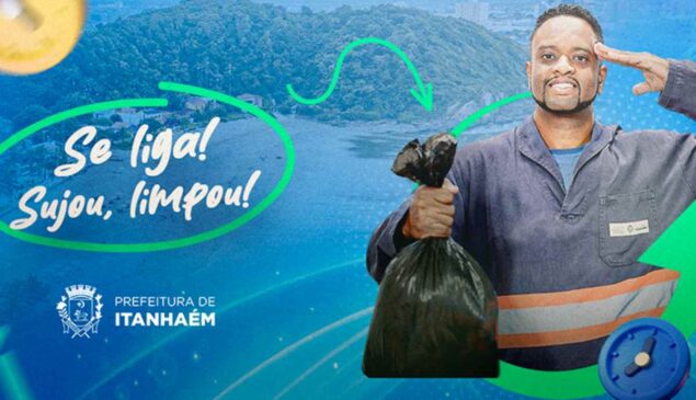 A campanha também reforça a importância da coleta seletiva