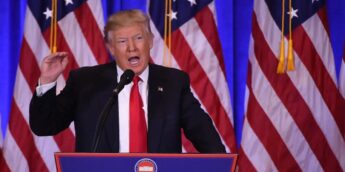 Trump em discurso na Casa Branca no começo desse ano