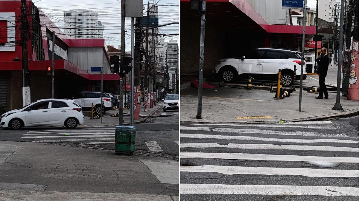 Santos: Placas do Super Centro Boqueirão também se soltaram e caíram / Thiago Antunes/Arquivo Pessoal