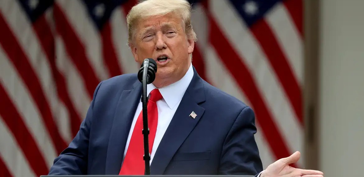 O presidente Donald Trump em discurso recente na Casa Branca