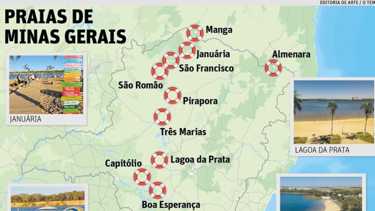 Conheça as praias de Minas Gerais - Editoria de arte/O Tempo
