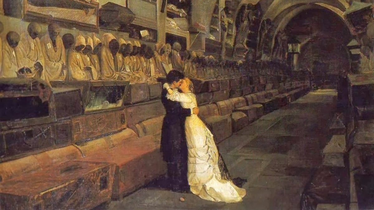 O quadro 'Amore e Morte' de Calcedonio Reina foi pintado no local / Domínio Público