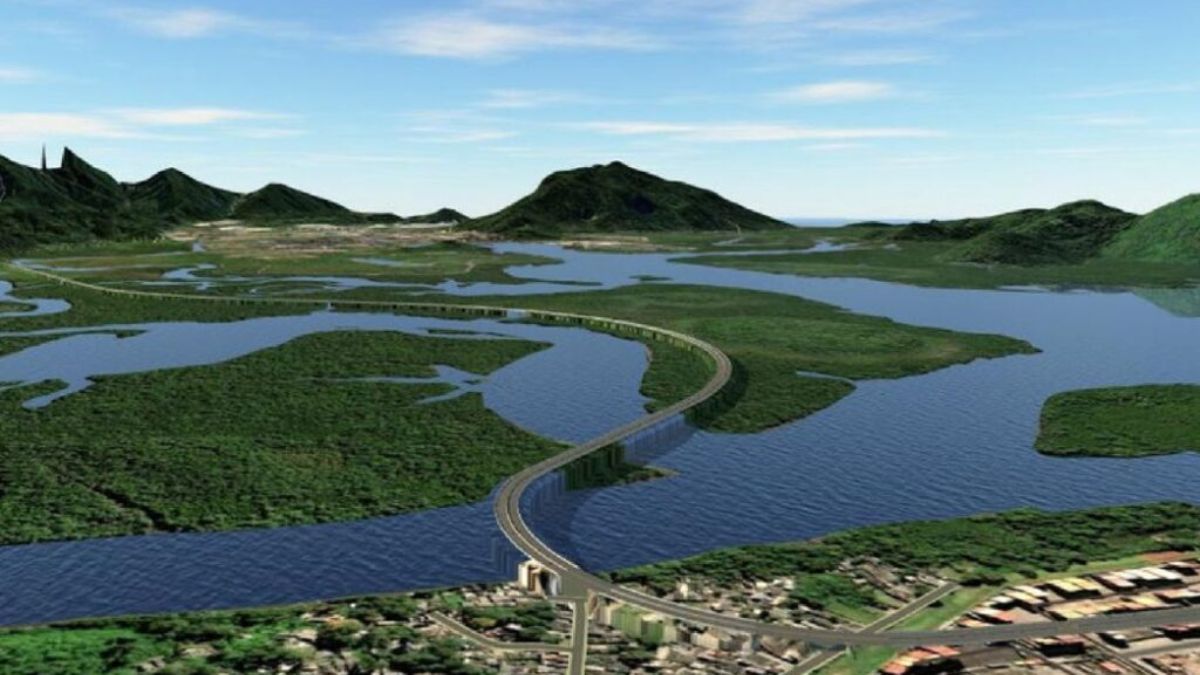 O projeto consiste em uma via expressa de 13,5 km ligando o Polo Industrial de Cubatão ao Porto de Santos