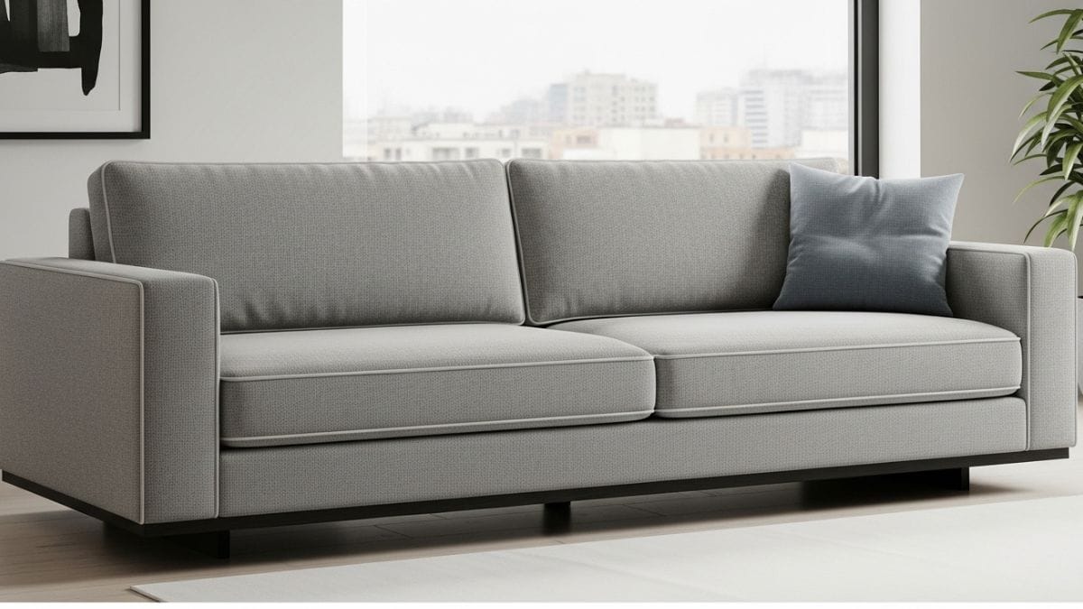 O sofá passa a ser o foco visual da sala, valorizando sua forma, linhas e materiais