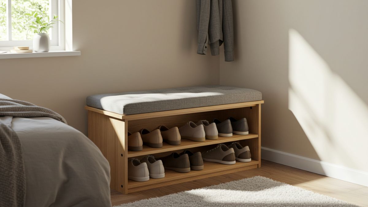 Serve para guardar sapatos, roupas usadas, bolsas e acessórios de forma discreta e organizada
