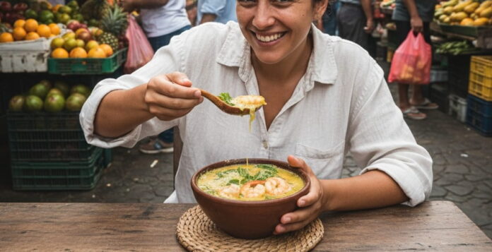 O tacacá, servido em cuias nas calçadas de Belém, é uma verdadeira experiência sensorial com tucupi, goma, camarões e jambu