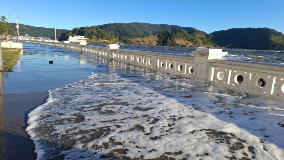 Ainda segundo a Defesa Civil santista, a altura máxima das ondas chegou a 1,72 metro na tarde desta terça-feira (7)