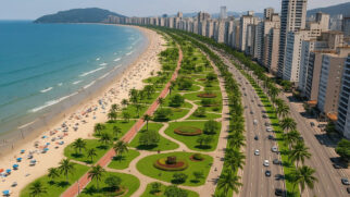 A orla da Praia de Santos e seus encantos vistos de cima