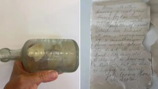 A garrafa foi encontrada em uma praia do sudoeste da Austrália