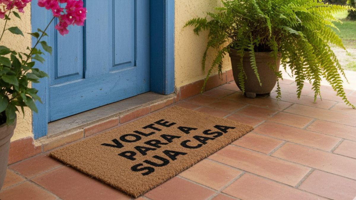 Tapete na porta de uma casa indica que morador não gosta de visitas