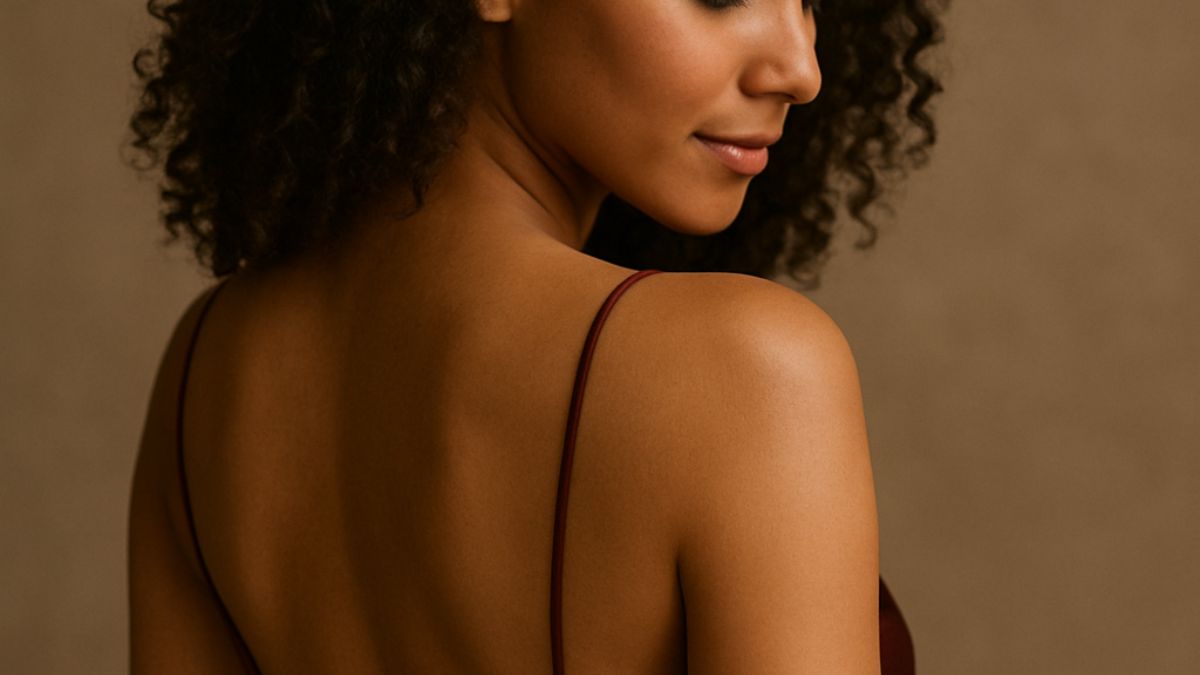 Suporte invisível: sem alças ou fechos, ele adere à pele e cria o efeito ideal para vestidos de festa, decotes profundos e tendências ousadas/ Imagem por IA