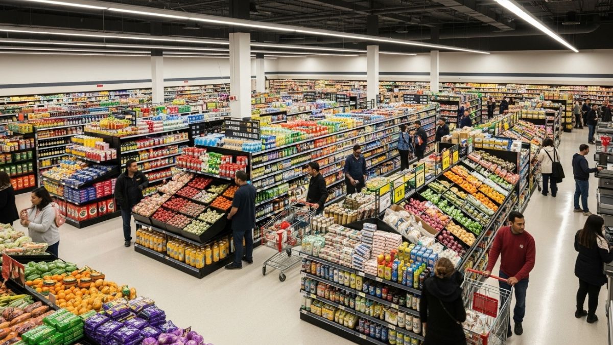 As lojas são minimalistas, sem açougue ou padaria, com produtos dispostos diretamente em pallets