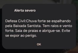 Alerta de fortes chuvas foram enviados aos celulares nesta segunda-feira