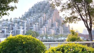 O complexo foi projetado para parecer uma montanha artificial