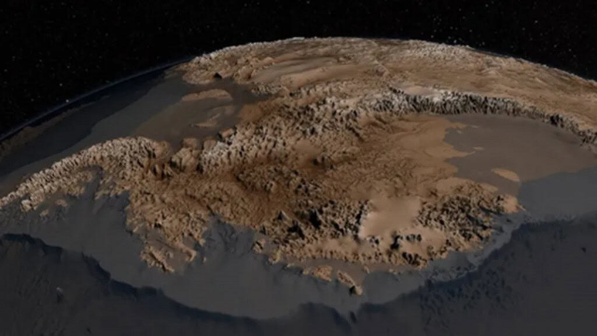 Embaixo de suas geleiras, há terrenos irregulares e até regiões abaixo do nível do mar / Centro de Voos Espaciais Goddard da NASA/Reprodução