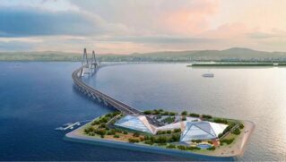 Projeto inclui duas ilhas artificiais, duas pontes e um túnel submerso sob o estuário do Rio das Pérolas
