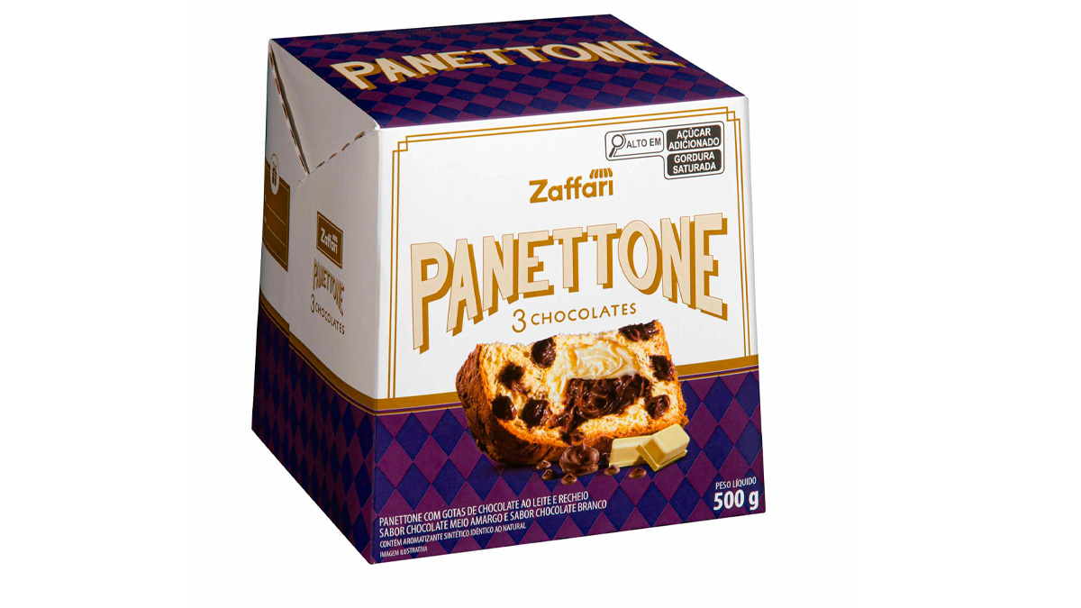Panettone 3 Chocolates Zaffari R$ 24,80 - Divulgação