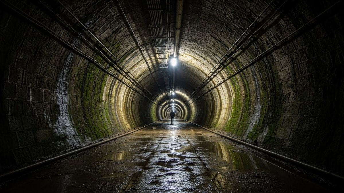 Conforme ele começou as obras, parte do terreno veio abaixo e uma entrada de tijolos para uma misteriosa e complexa estrutura subterrânea foi revelada (Imagem Meramente Ilustrativa e gerada por IA/ImageFX)