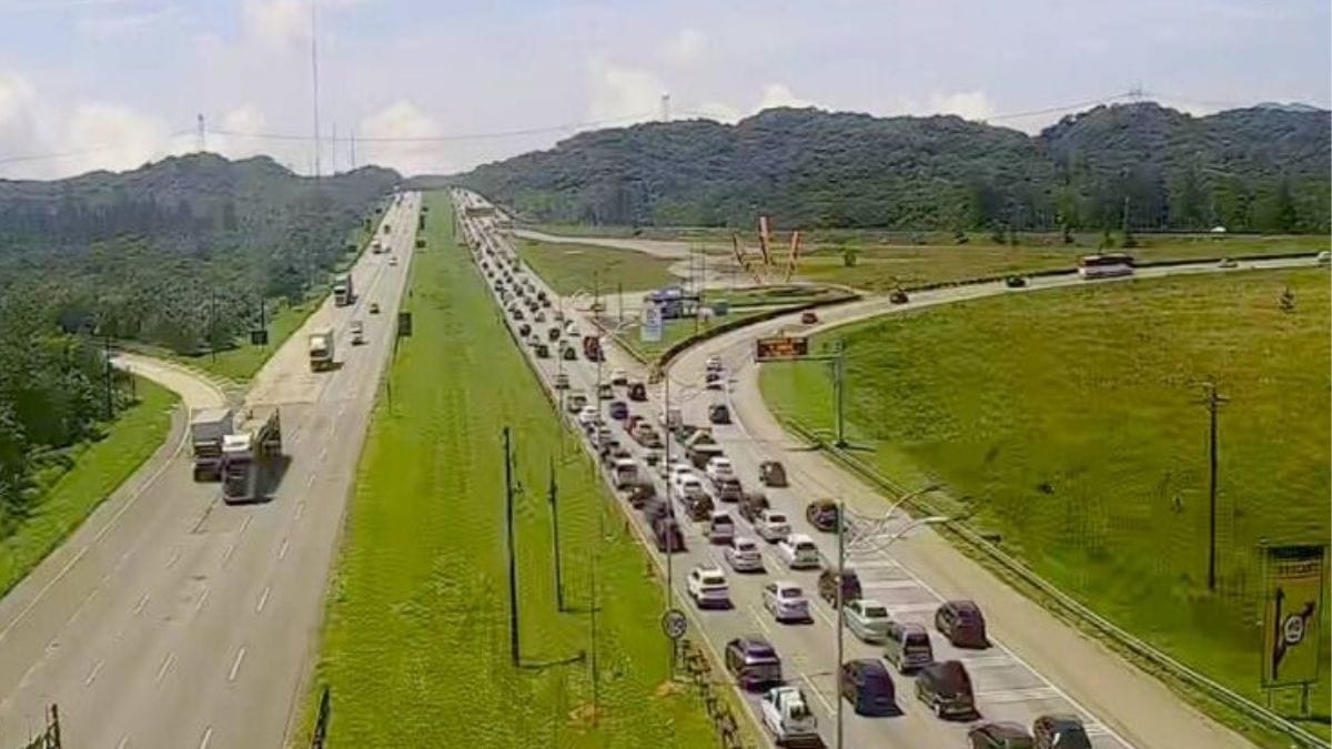 Os motoristas que estão indo para as cidades do Litoral de São Paulo estão enfrentando lentidão em pontos da Imigrantes (Ecovias/Reprodução)