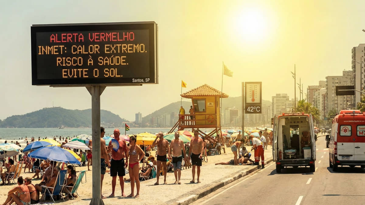 Inmet coloca todas as cidades do litoral de SP em alerta vermelho por causa do calorão