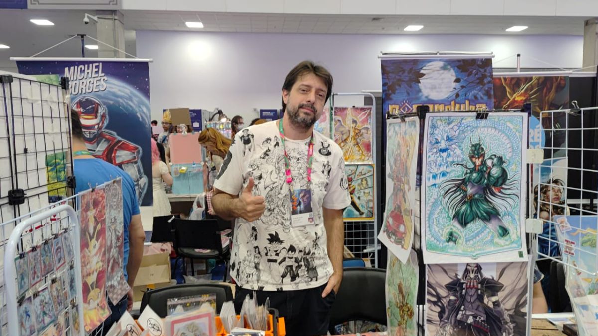 Leandro Henrique Altafim, que está na feira desde 2015, quando a CCXP completou um ano (Gabriel Fernandes/DL)